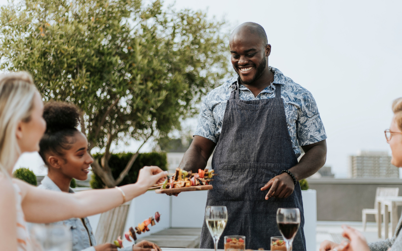 Food being served on the BBQ Lawn