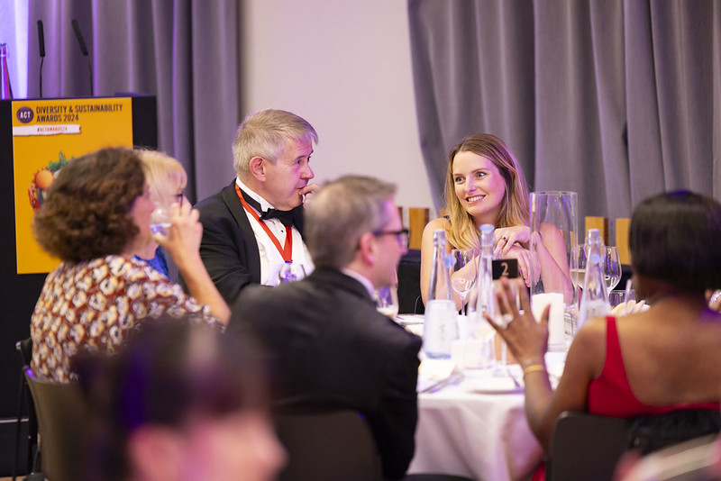 Photo of guests enjoying dinner at the ACT Diversity & Sustainability Awards