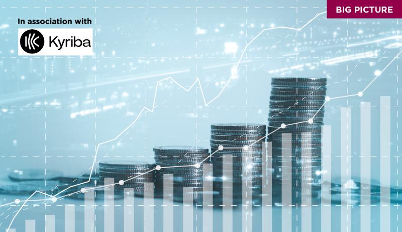 row of coins with stats graph