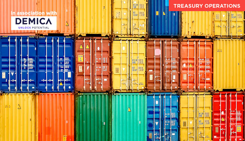 Colourful containers waiting to be picked up to be shipped